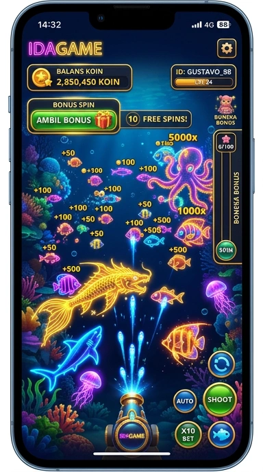Layar utama idagame — antarmuka bersih setelah instalasi